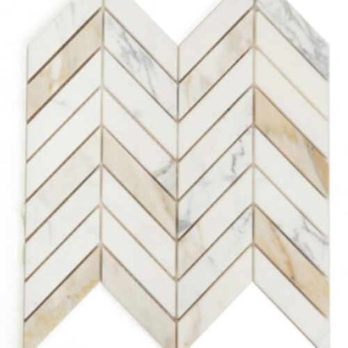 Elysium Chevron Calacatta Gold Polished 11 x 11