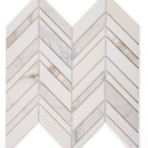 Elysium Chevron Shadow Calacatta 11.75 x 12