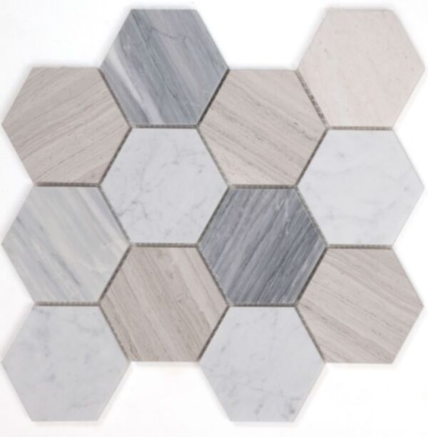 Elysium Hexagon Blue Large 4 x 4 10.75 x 12.5