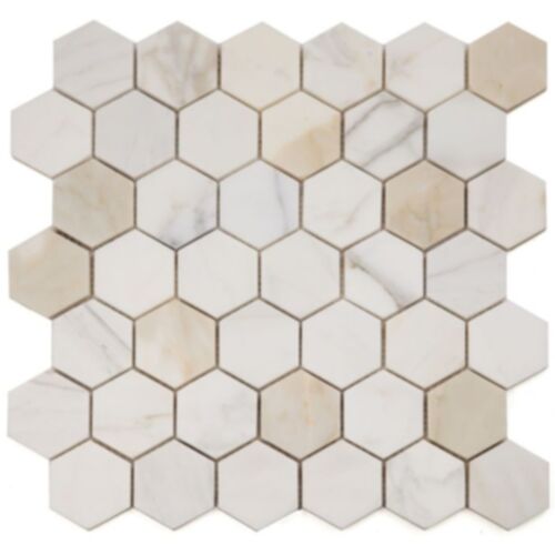 Elysium Hexagon Calacatta Gold Honed 2 x 2 11.75 x 12