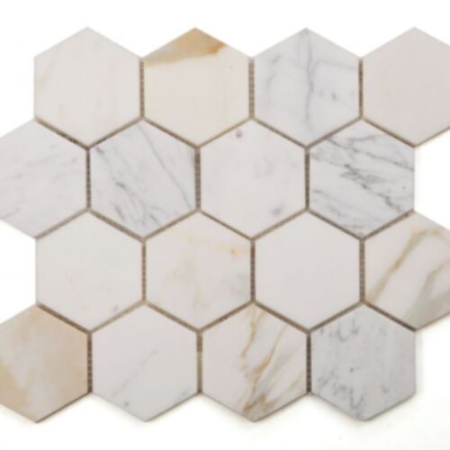 Elysium Hexagon Calacatta Gold Honed 3 x 3 10 x 11.5