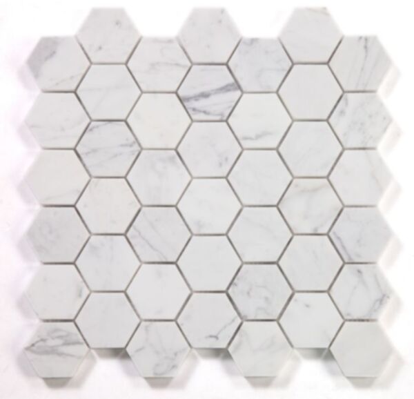 Hexagon Calacatta White Polished 2 x 2 11.75 x 12