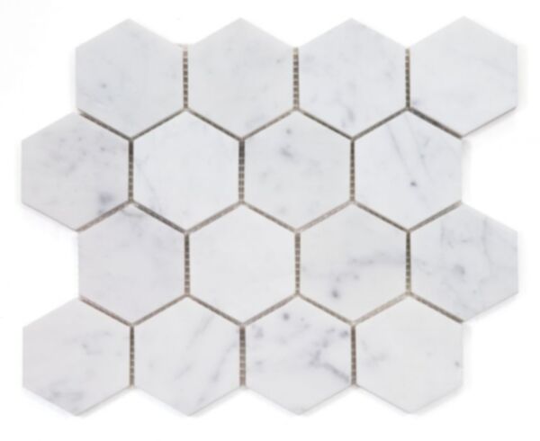 Hexagon Carrara Honed 3 x 3 10 x 11.50