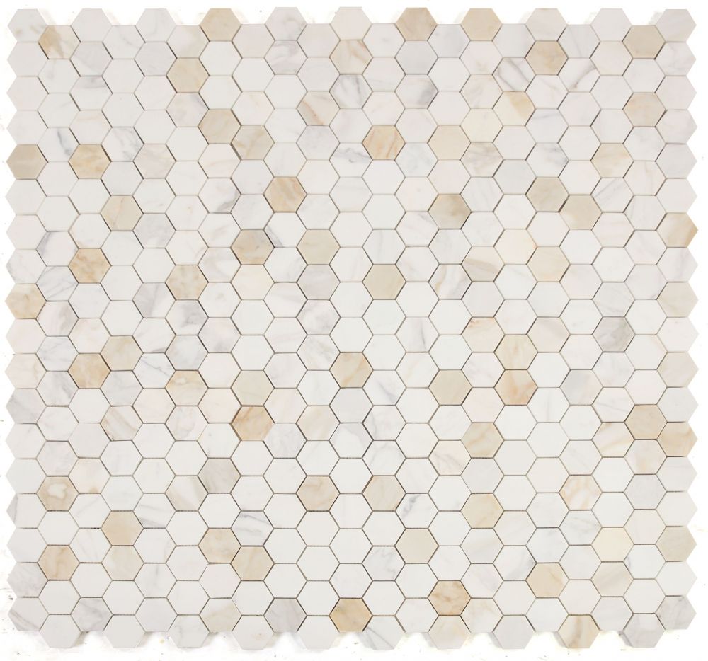 Hexagon Calacatta Gold Honed 2 x 2 11.75 x 12 Mosaic - Image 4