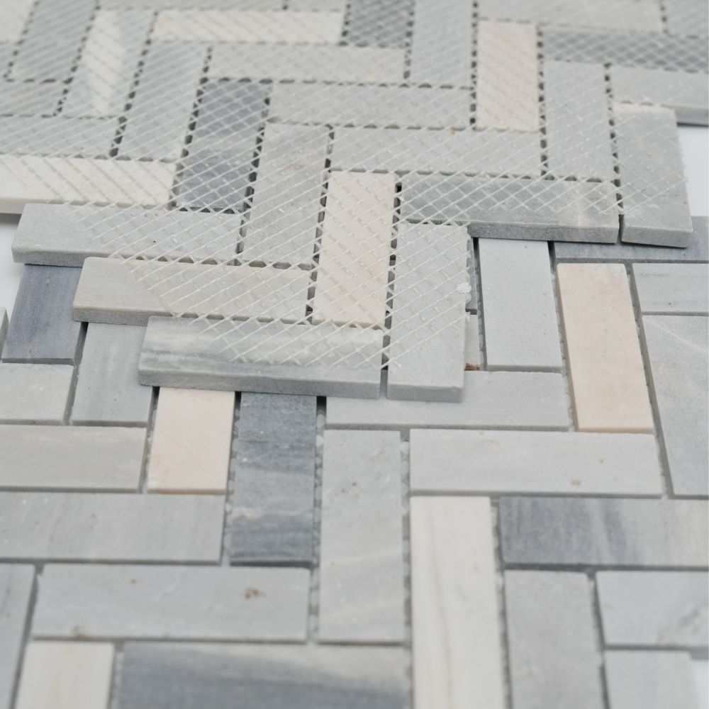 Herringbone Italian Blue 11 x 12.5 Mosaic - Image 3