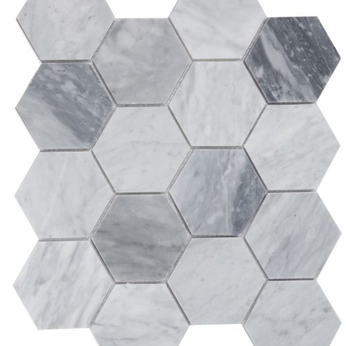 Hexagon Mix Grey Honed 3 x 3 10.25 x 11.75