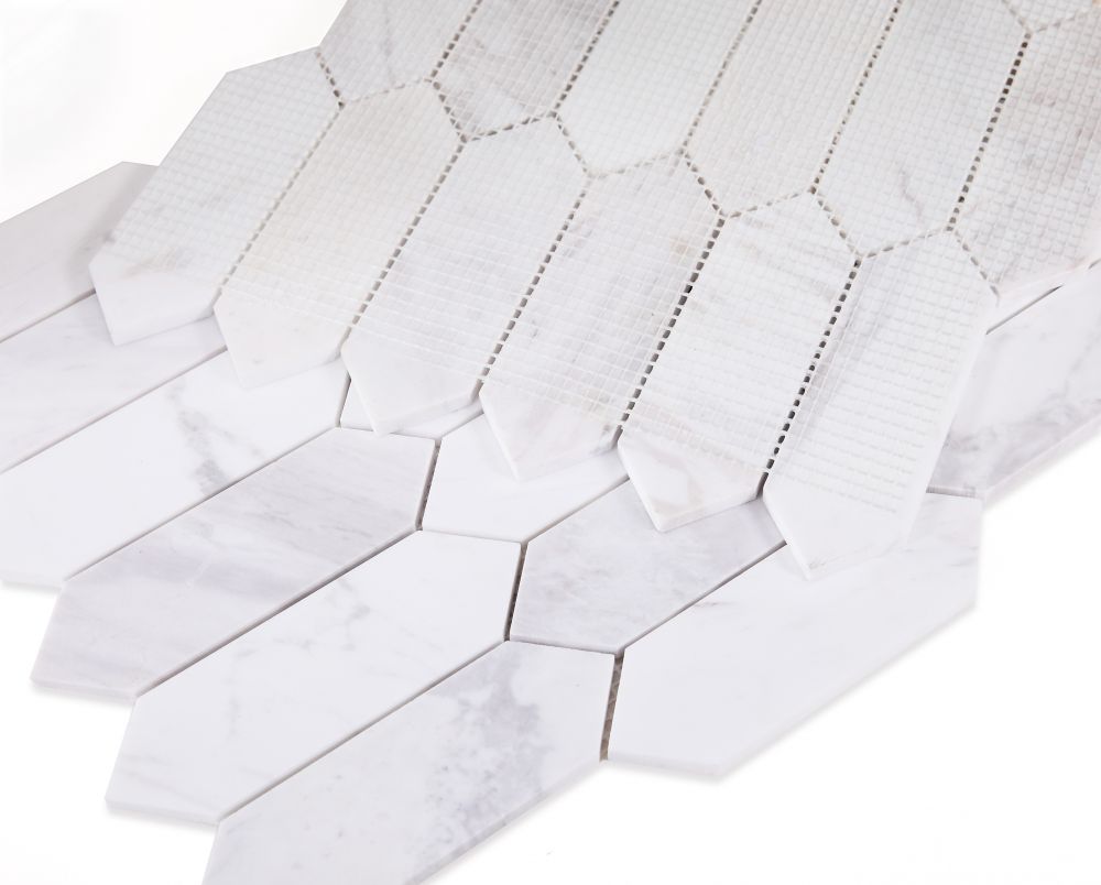 Elongated Hex White 11.75 x 15 Mosaic - Image 2