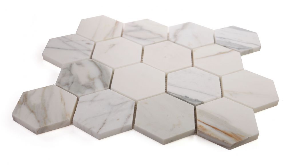 Hexagon Calacatta Gold Honed 3 x 3 10 x 11.5 Mosaic - Image 2