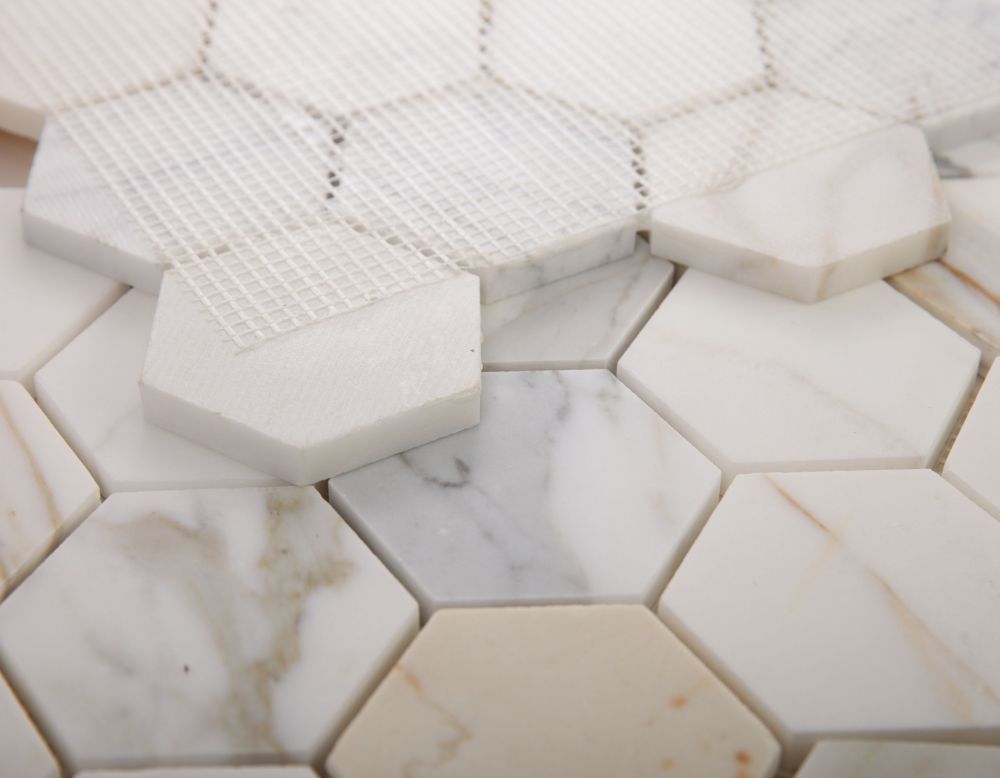 Hexagon Calacatta Gold Honed 3 x 3 10 x 11.5 Mosaic - Image 4
