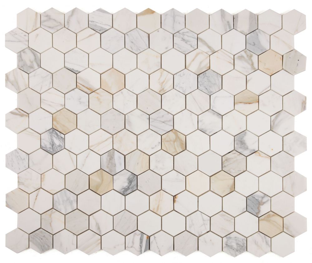Hexagon Calacatta Gold Honed 3 x 3 10 x 11.5 Mosaic - Image 3