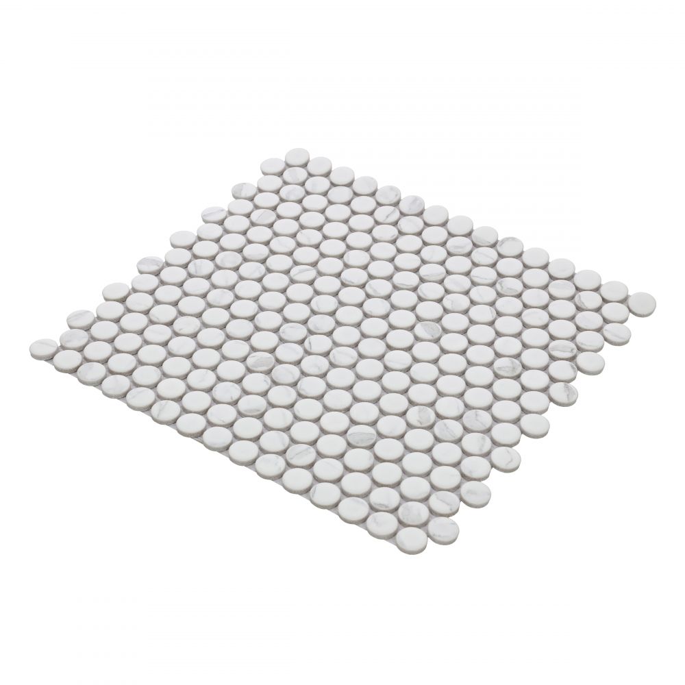 Penny Round Statuario Matte 11.5 x 12.25 Mosaic - Image 2