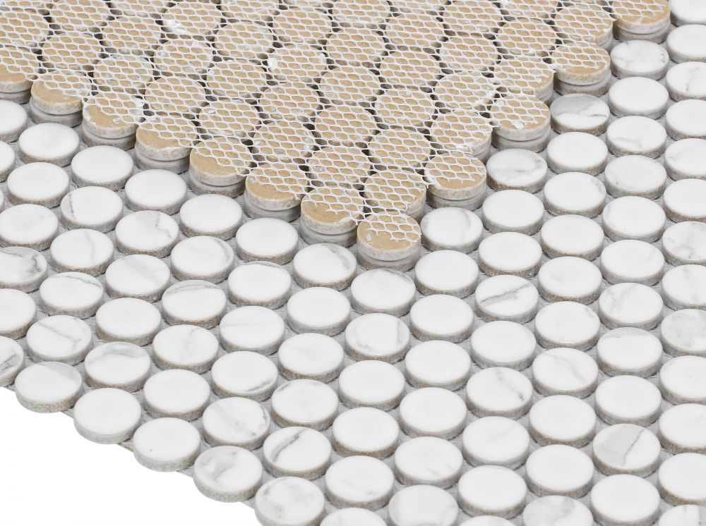 Penny Round Statuario Matte 11.5 x 12.25 Mosaic - Image 4