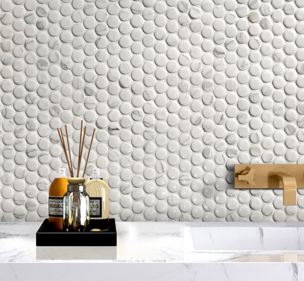 Penny Round Statuario Matte 11.5 x 12.25 Mosaic - Image 8