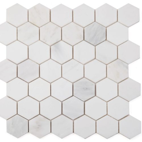 Hexagon Snow White Polished 2 x 2 11.75 x 12
