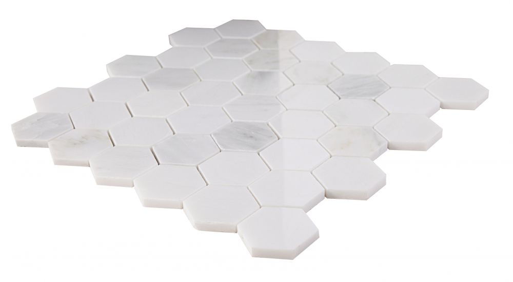 Hexagon Snow White Polished 2 x 2 11.75 x 12 Mosaic - Image 3