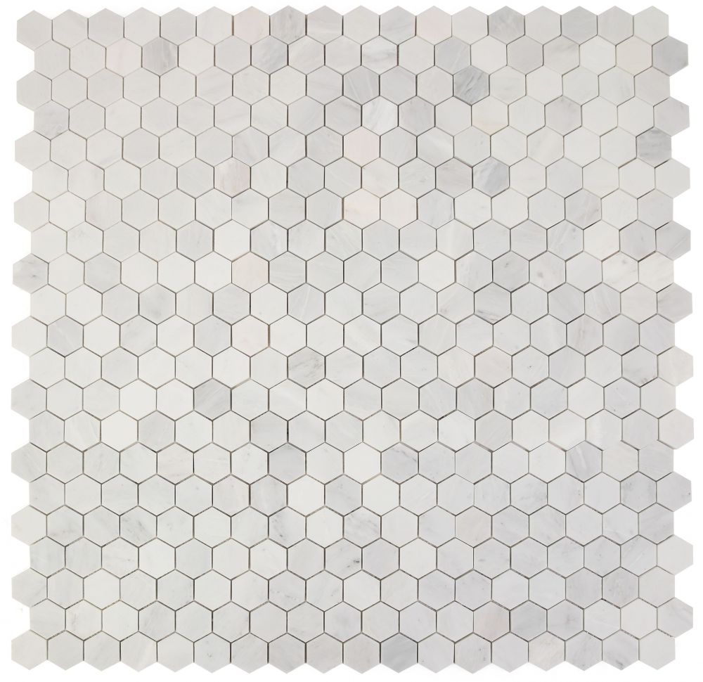 Hexagon Snow White Polished 2 x 2 11.75 x 12 Mosaic - Image 2