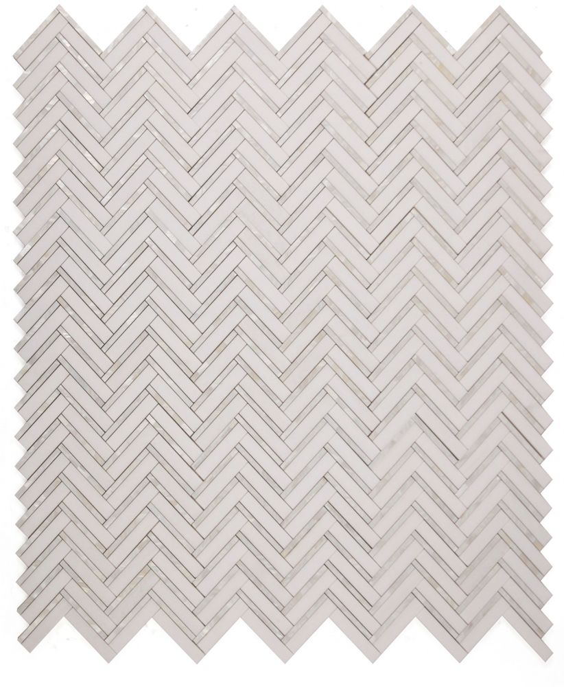 Diana Herringbone Thassos 11 x 11.75 Mosaic - Image 2