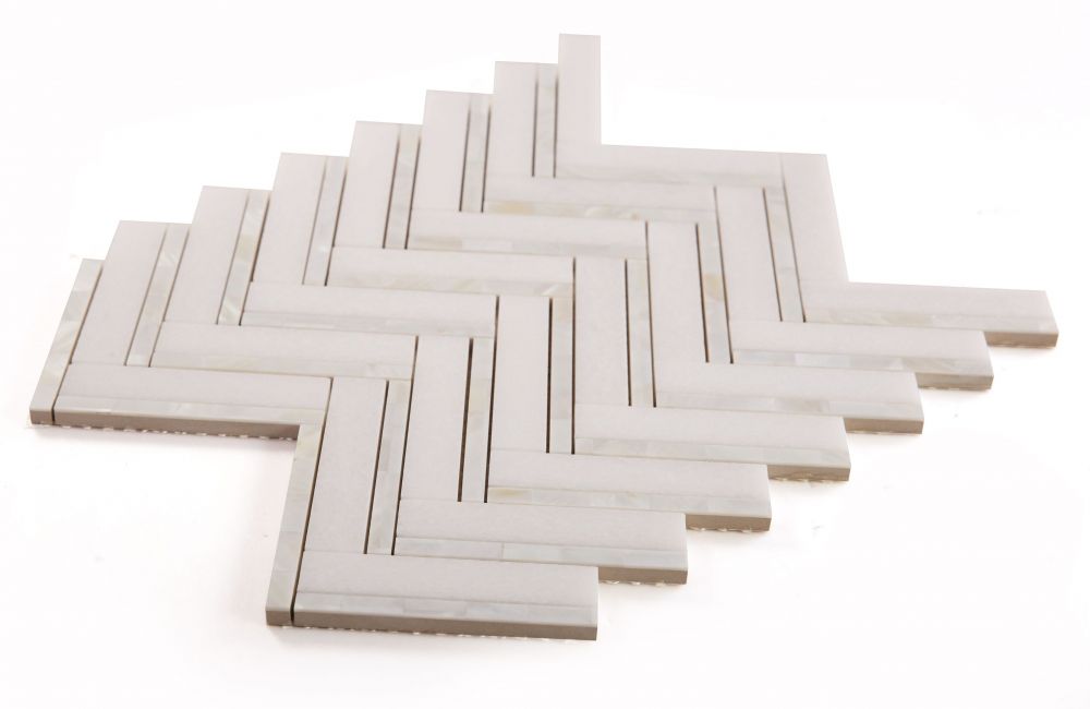Diana Herringbone Thassos 11 x 11.75 Mosaic - Image 3
