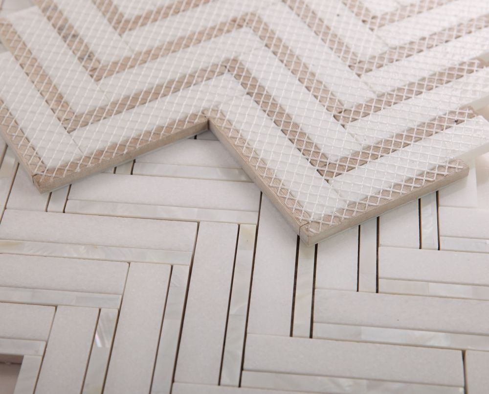 Diana Herringbone Thassos 11 x 11.75 Mosaic - Image 4