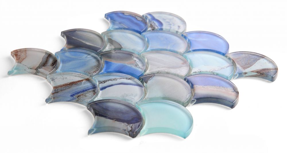 Dragon Scale Shell Blue 9.5 x 9.75 Mosaic - Image 2