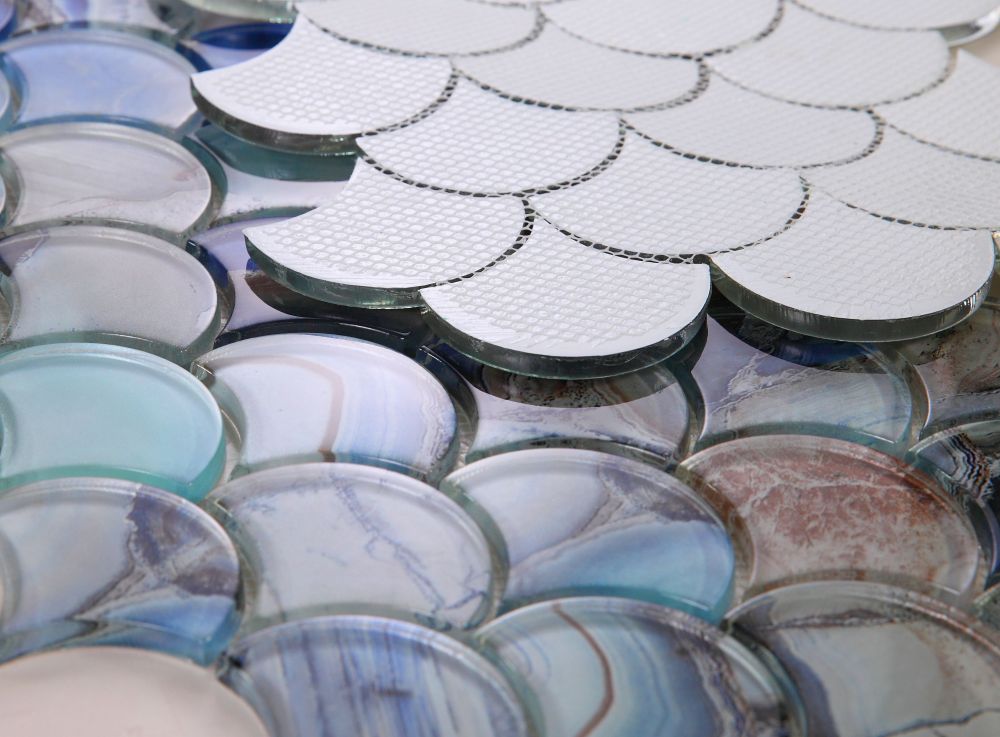 Dragon Scale Shell Blue 9.5 x 9.75 Mosaic - Image 4