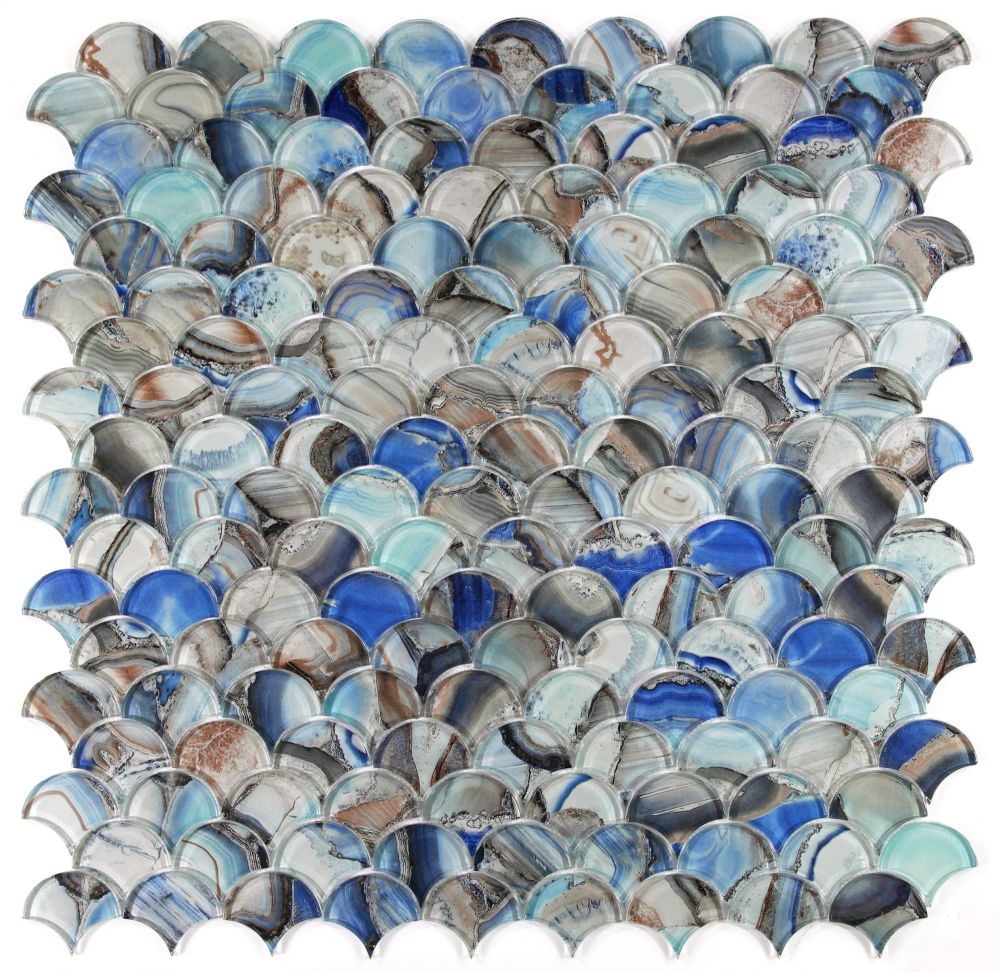 Dragon Scale Shell Blue 9.5 x 9.75 Mosaic - Image 3