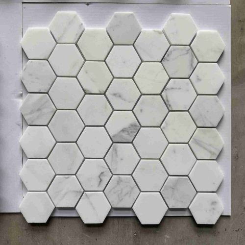 Hexagon Calacatta White Honed 2 x 2 11.75 x 12