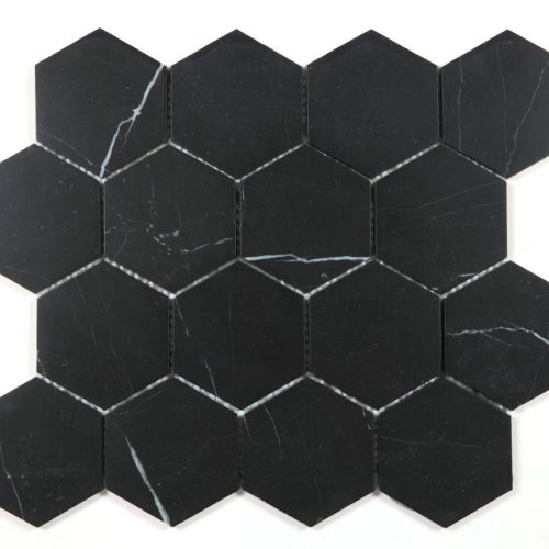 Hexagon Marquina Honed 3 x 3 10.25 x 11.75