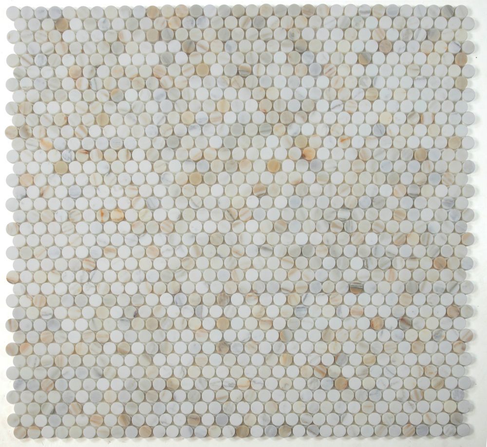 Penny Marble Calacatta Honed 11 x 11.75 Mosaic - Image 2