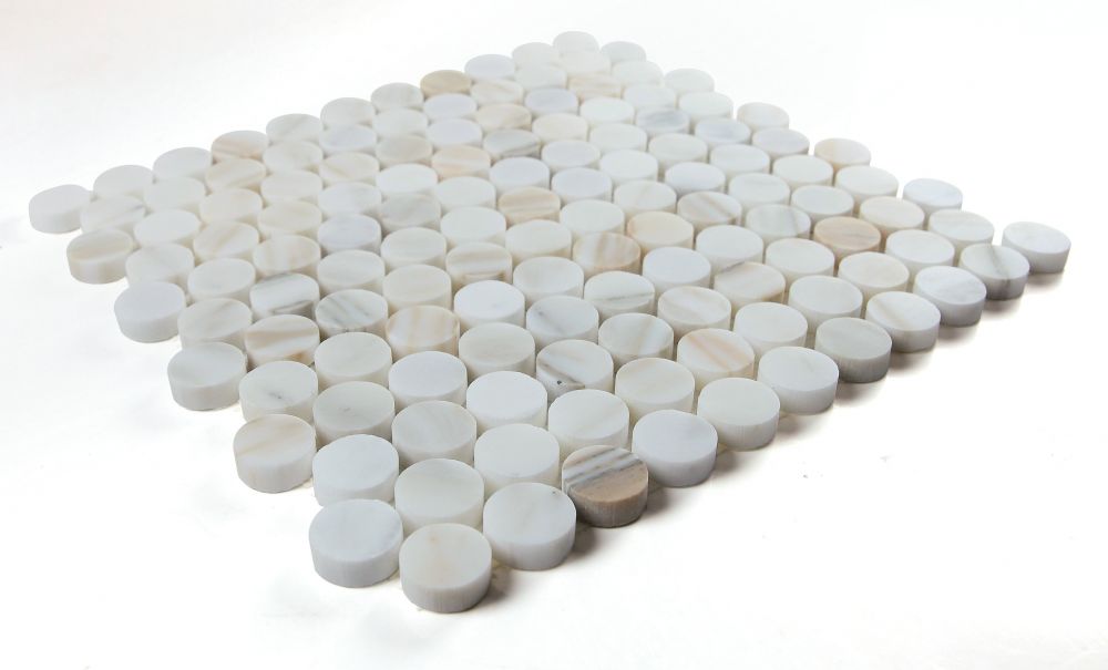 Penny Marble Calacatta Honed 11 x 11.75 Mosaic - Image 4