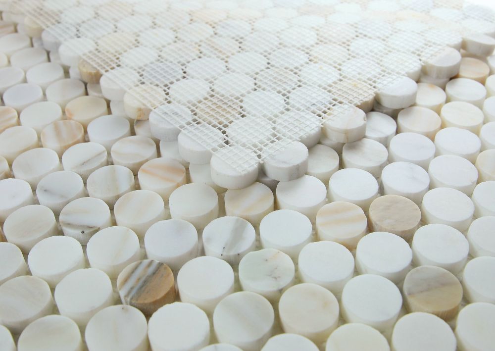 Penny Marble Calacatta Honed 11 x 11.75 Mosaic - Image 3